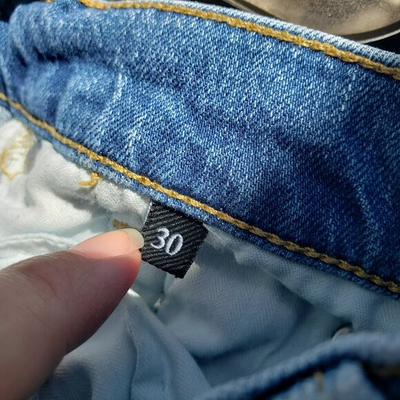 7 For All Mankind 7FAM Josefina Jeans 30 Boyfriend Distressed Medium Wash Blue - Picture 11 of 13